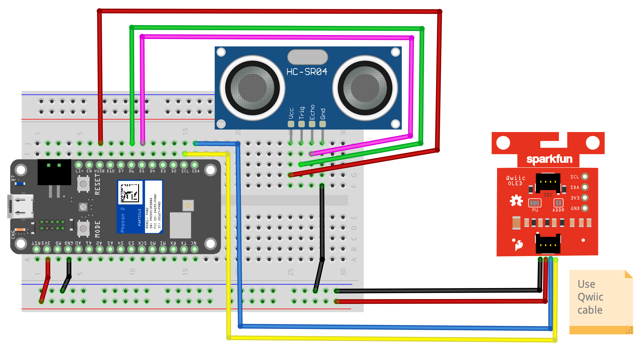 Ultrasonic sensor and OLED wiring diagram